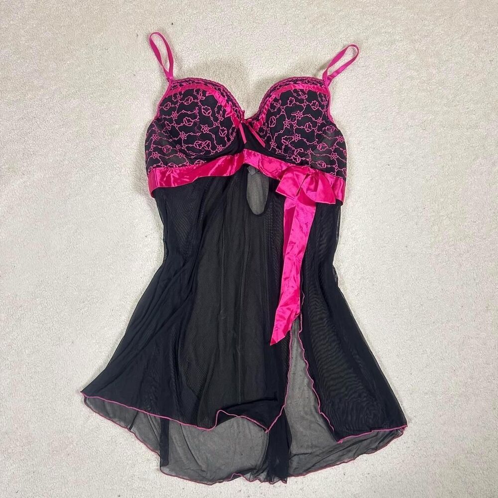Gorgeous Pink and Black Floral Dark Coquette Slip